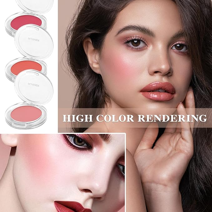 3 Colors Blush Palette,Matte Contour Makeup Blush for Cheeks,Waterproofing Highly Pigmented Face Cheek Blusher with Make Up Brush A12-FemmiqueWomen