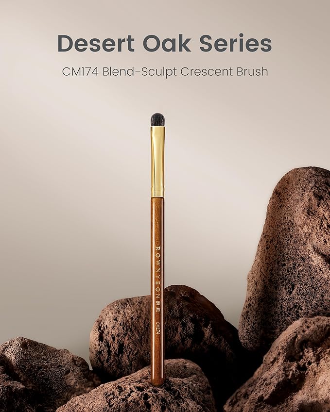Desert Oak Series Blend-Sculpt Eyeshadow Brush - Contoured Crescent Head for Crease Work, Hypoallergenic Squirrel & Goat Hair Blend, Bubinga Bubinga Handle (CM 174)-FemmiqueWomen