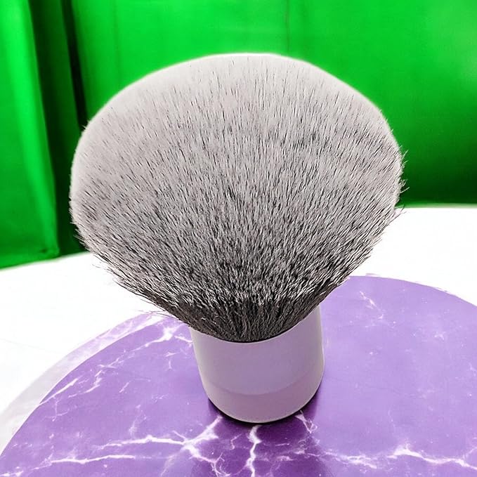 Luxurious and Large Ultra Soft Fluffy Powder Brush, Multipurpose Face, Body, Barber and Beauty Tool, with wooden base Soft Kabuki Brush by BevyGold (Violet)-FemmiqueWomen