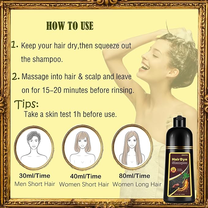 Herbal Burgundy Hair Dye Shampoo - Instant 3-in-1 Gray Coverage for Women & Men, 16.90 Fl OZ (Dark Wine Red)-FemmiqueWomen