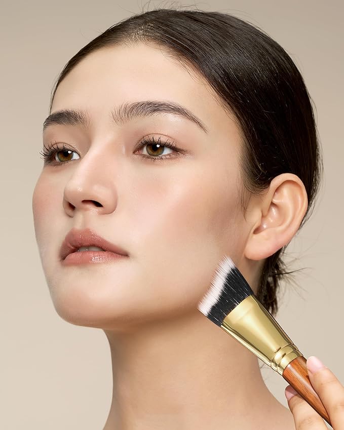 Desert Oak Series Terraced Contour Brush - 27mm Dual-Height Design with 5mm Flat Edge & 22mm Slope for Precision Sculpting, Bubinga & Brass (CM 191)-FemmiqueWomen