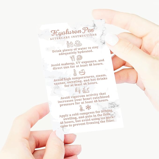 100 Pack - Premium Hyaluron Pen Lip Filler Aftercare Instructions Card 2 x 3.5" Accessories Supplies Kit Care - HP21A100_N-FemmiqueWomen