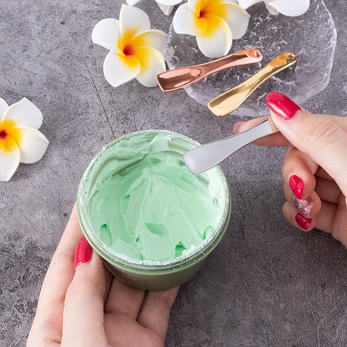 3 Pcs Facial Spatula Sticks Mini Metal Makeup Spatulas Tiny Skincare Cosmetic Spoons Reusable Face Eye Cream Lotion Applicator Tools Facial Massage Sticks for Women Girls-FemmiqueWomen