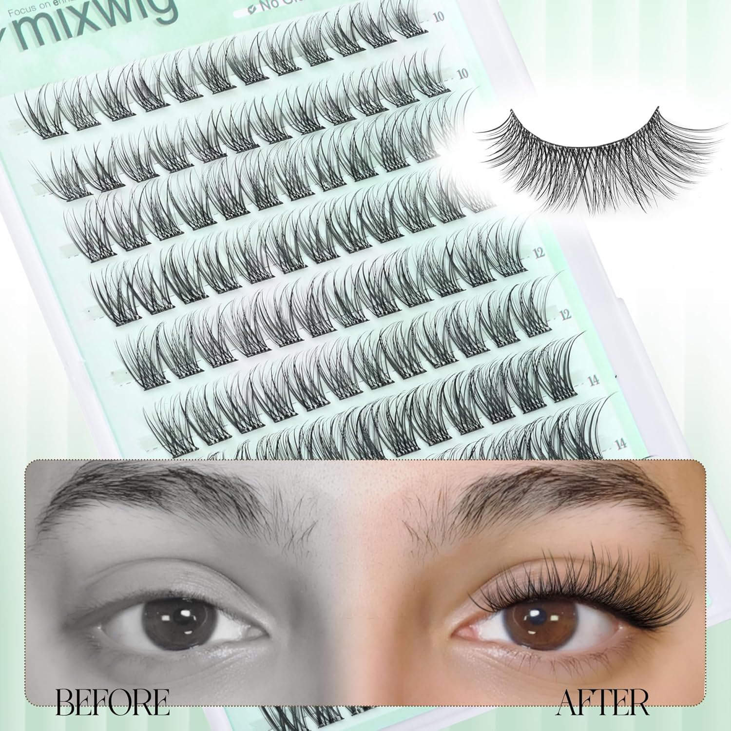 Natural Self Adhesive Lash Clusters Wispy Pre Glued Eyelashes Clusters C-curly Self Adhesive Eyelash Extensions 10-16MM No Glue Needed Individual Lashes 120 Pcs by Lvmixwig-FemmiqueWomen