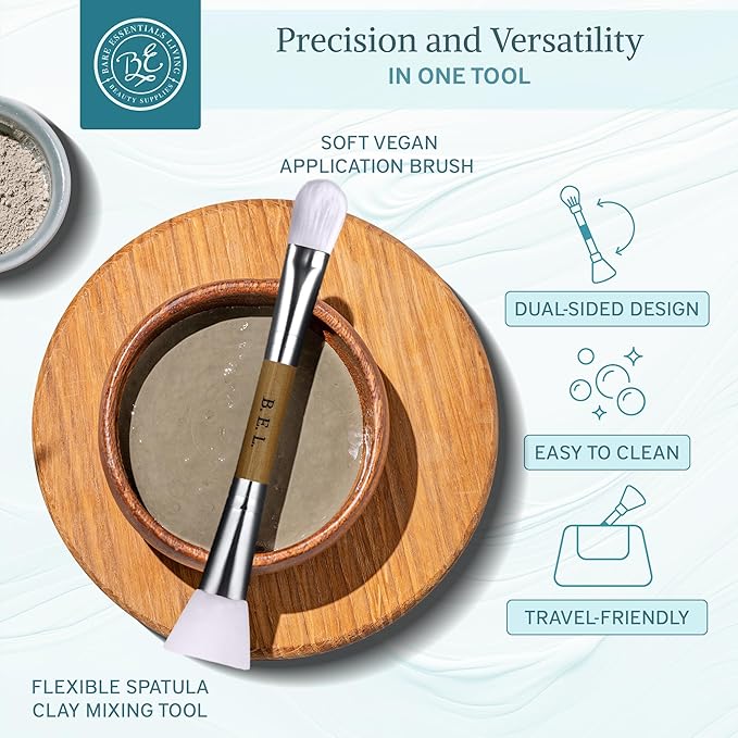 Bare Essentials Living - Clay Face Mask Brush (2 Pack, Bamboo) Dual Soft Silicone Face Mask Applicator Brush Tool, Great Facial Essentials, Moisturizer Applicator & Skincare Brush for Facials-FemmiqueWomen