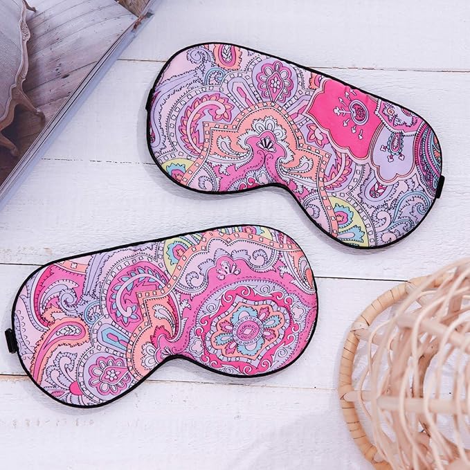 100% Pure Silk Eye Mask Sleep Eye Mask Eye Cover Eyeshade Sleeping Eye Mask Printed Colors (#12)-FemmiqueWomen