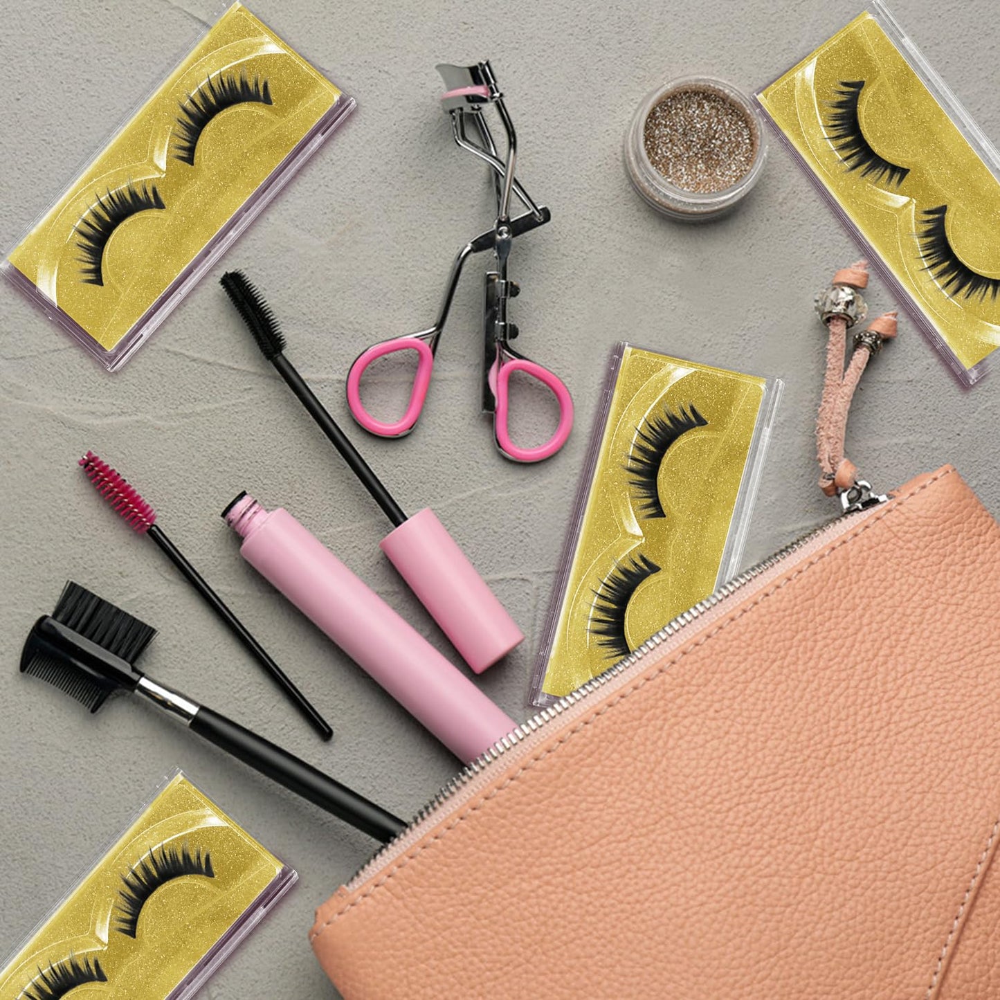 Empty Lash Boxes, 30 Pack Customizable False Eyelash Packaging Cases Bulk Storage Containers, Premium Display and Protection (Gold)-FemmiqueWomen