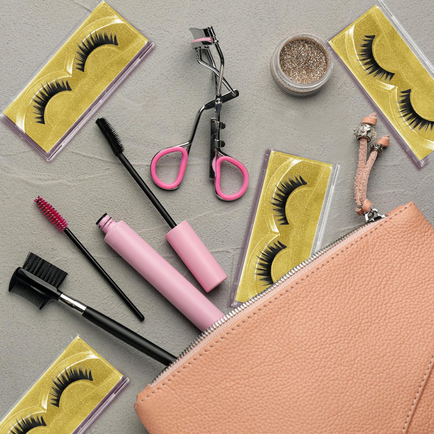 Empty Lash Boxes, 30 Pack Customizable False Eyelash Packaging Cases Bulk Storage Containers, Premium Display and Protection (Gold)-FemmiqueWomen