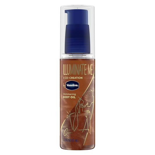 Vaseline Illuminate Me Shimmering Body Oil Created for Melanin Rich Skin, Illuminates Skin with Finishing Touch of Shimmer for Glowing Skin 3.3 oz-FemmiqueWomen