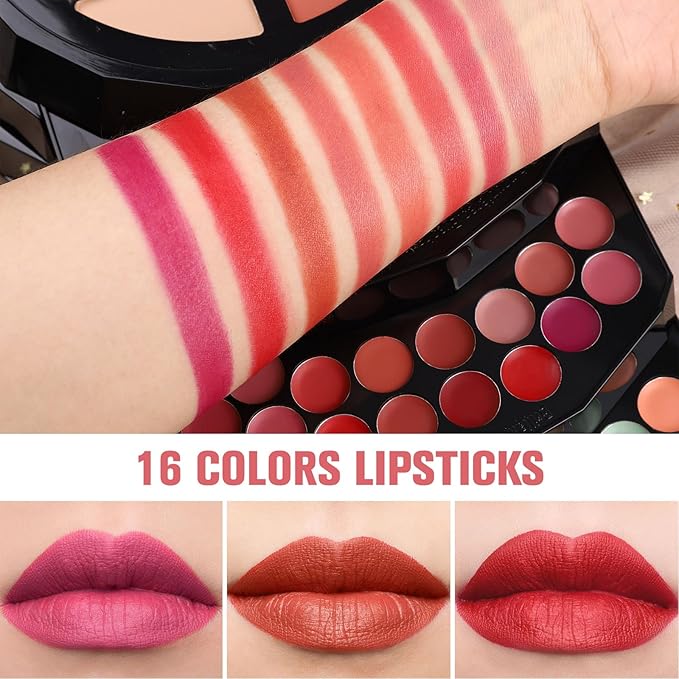109 Colors Makeup Kit for Women Girl Full Kit Gift Set with Mirror All in One Make up Palette Included Eyeshadow Glitter Lipstick Concealer Eyeliner Eyebrow Highlighter Contour Blusher Compact PowderN-FemmiqueWomen