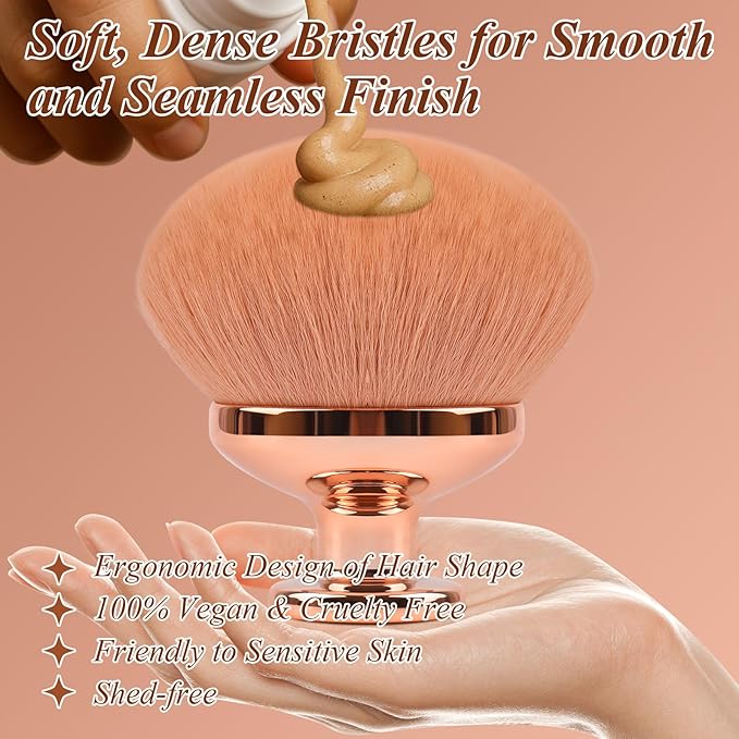 Blend & Blur Extra Large Body Makeup Brush for Self Tanner,GloréBrochas Leg Makeup & Bronzer Self Tan Applicator, 90MM Wide Round Head Kabuki Brush For Application (Rose-Gold)-FemmiqueWomen