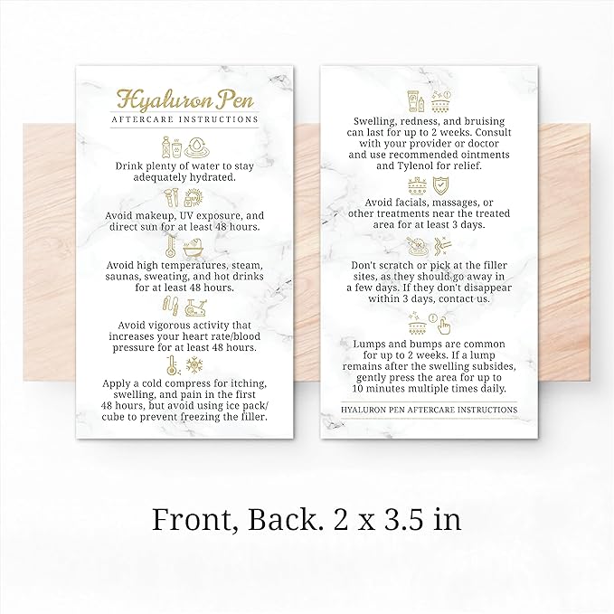 100 Pack - Premium Hyaluron Pen Lip Filler Aftercare Instructions Card 2 x 3.5" Accessories Supplies Kit Care - HP22A100_N-FemmiqueWomen