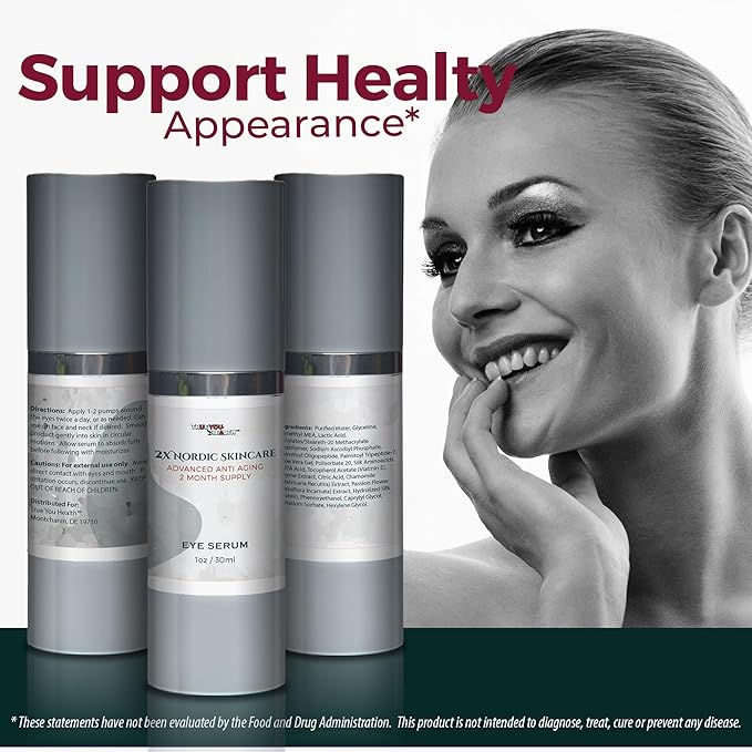 2x Nordic Skincare Serum - 2 Month Supply - Anti Aging Eye Serum - Contains Vitamin C for Dark Circles - Anti Aging Skincare Moisturizing Serum with Aloe Vera & Vitamin E - Improve Wrinkles & Eye Bags-FemmiqueWomen