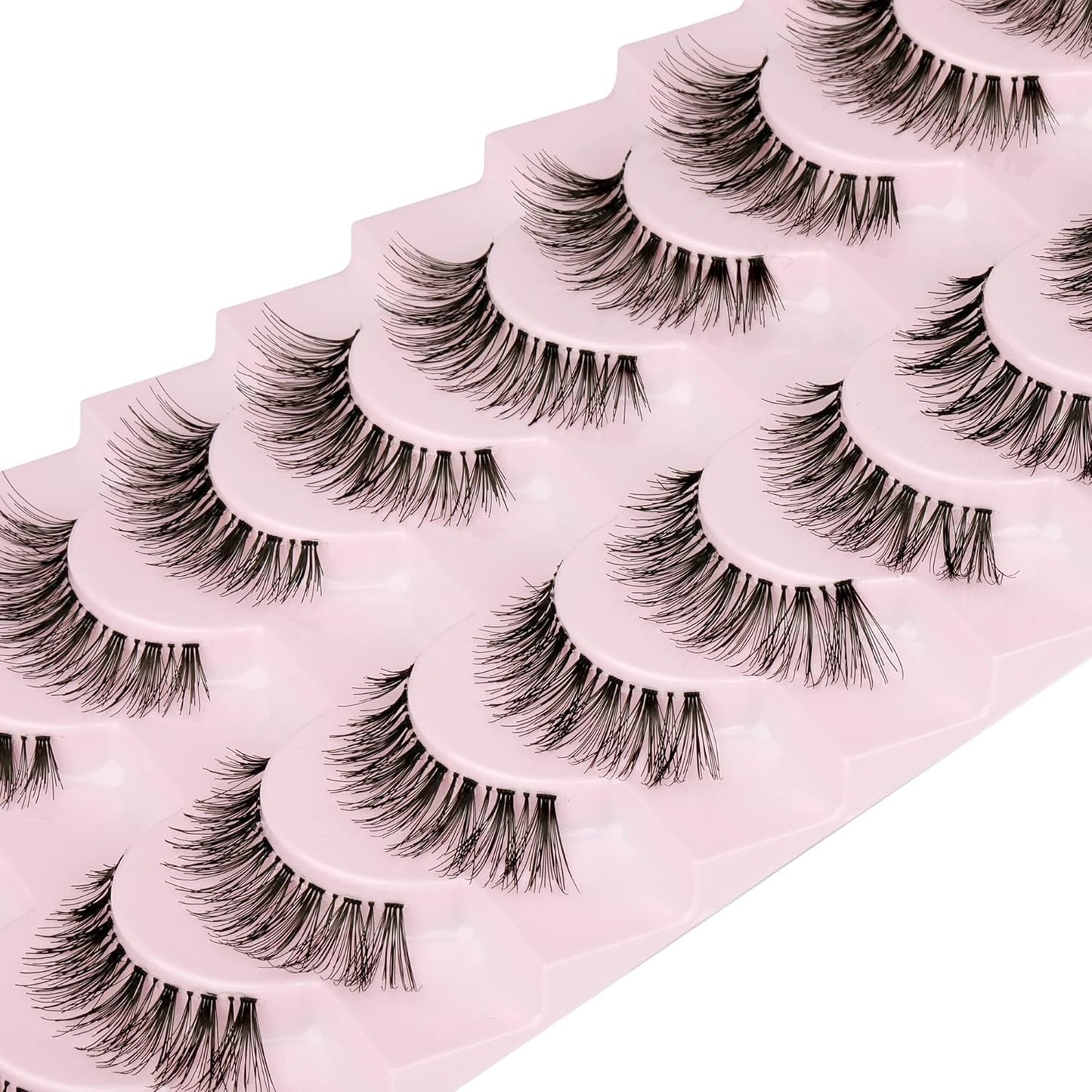 JIMIRE False Eyelashes Cat-Eye Lashes Natural Look Demi-Wispies Faux Mink Lashes Classic Crossed Fake Eyelashes Natural Look (120)-FemmiqueWomen