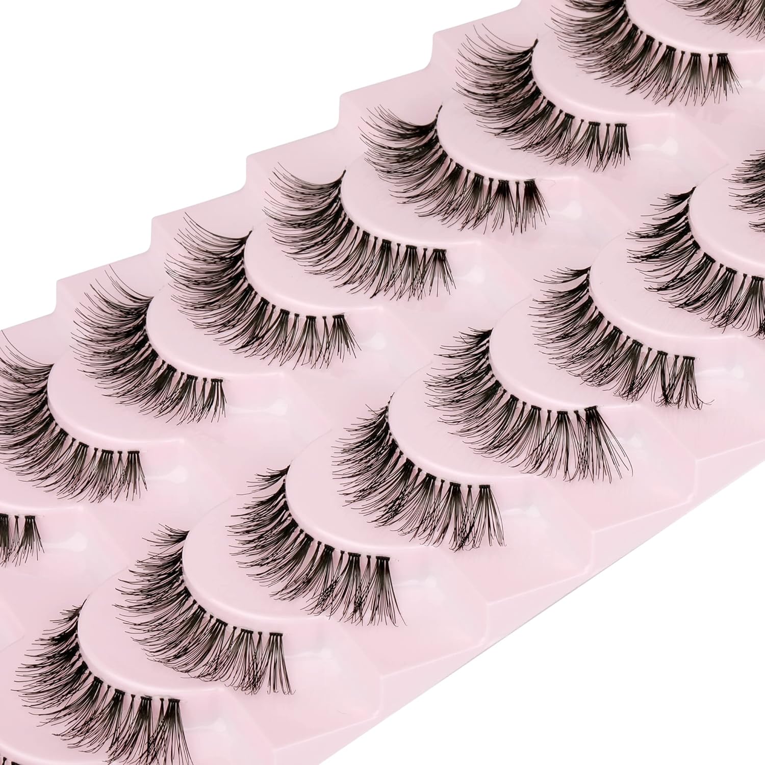 JIMIRE False Eyelashes Cat-Eye Lashes Natural Look Demi-Wispies Faux Mink Lashes Classic Crossed Fake Eyelashes Natural Look (120)-FemmiqueWomen