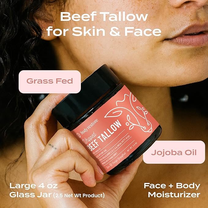 Body Restore Grass Fed Whipped Beef Tallow for Skin, Face, Body, Dry Skin - with Manuka Honey, Jojoba Oil, Birthday Gifts for Women, Men, Travel Essentials, Self Care - Citrus-FemmiqueWomen