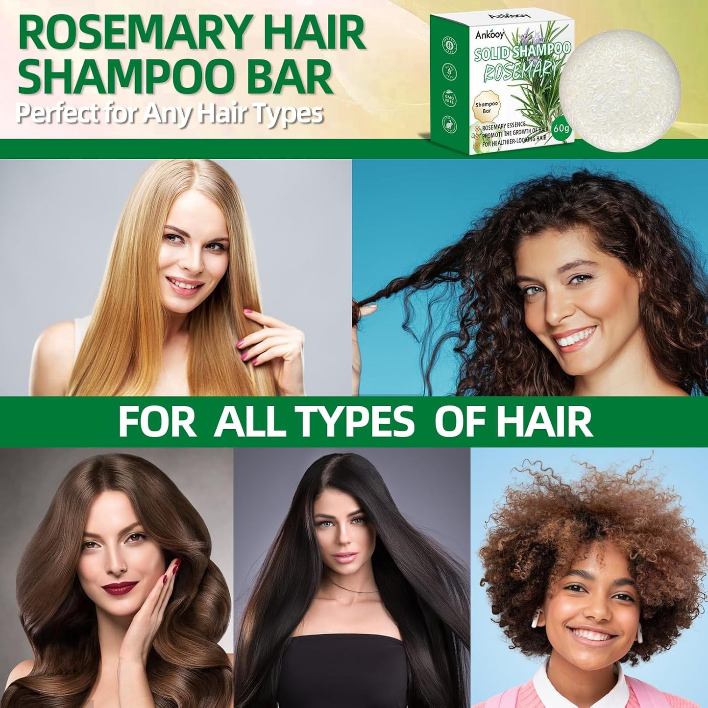 2 Pack Rosemary Oil Shampoo Bar,Natural Solid Hair Growth Soap Bars,Effective Cleansing Scalp Hair Loss Shampoo Bar,Organic Hair Oil Control,Strengthening,Thickening & Volumizing Soap for Hair-FemmiqueWomen