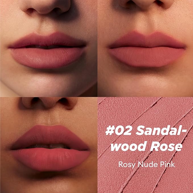 ITY Velvet Matte Finish Lip Stain-Mousse Textured Pudding Pot Lip Clay with Brush, Nude Shade, Dual-Use as Lipstick and Blush, Conceals Lip Lines, Rich Pigment, 0.21 oz (6g) in Sandalwood Rose-FemmiqueWomen