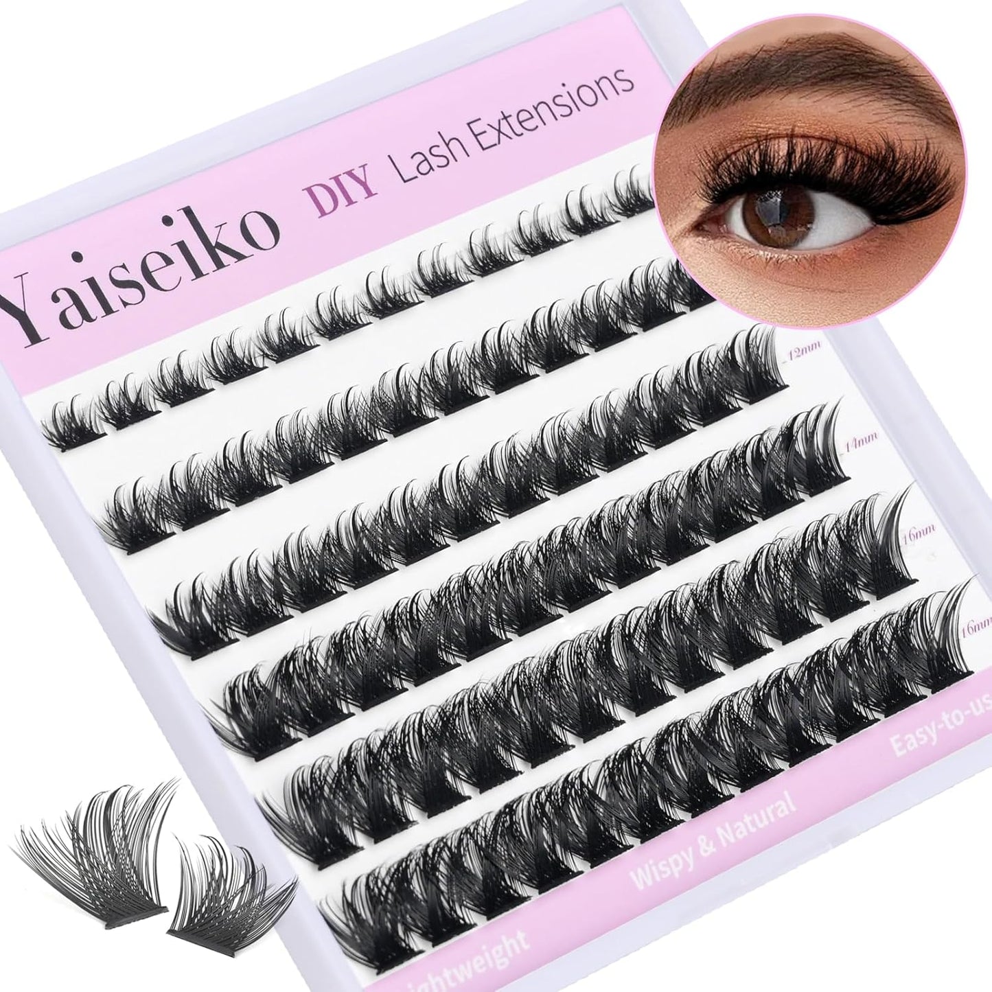 Clusters Lashes 72 PCS Eyelash Clusters D Curl 8-16 Individual Lashes Wispy Volume False Eyelashes DIY Eyelash Extension at Home by Yaiseiko-FemmiqueWomen