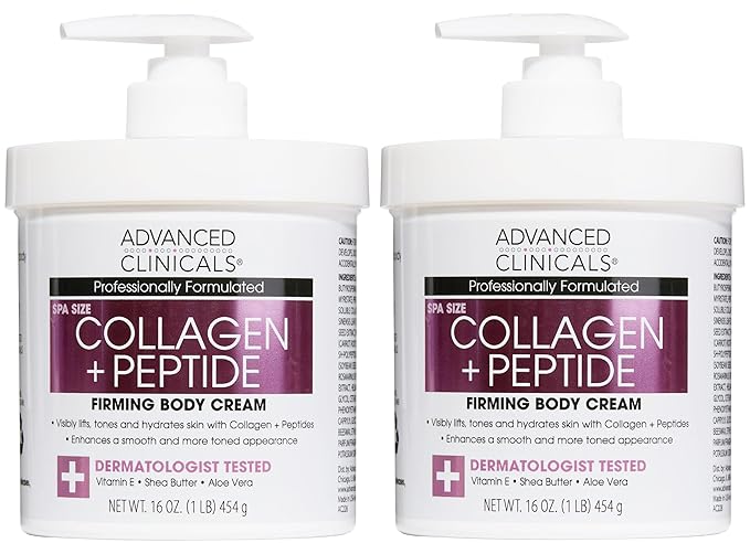 Advanced Clinicals Collagen Peptides Body Lotion & Face Moisturizer | Peptide Infused Collagen Lotion For Women & Men Helps Improve Look Of Crepe Skin, Wrinkles, & Uneven Dry Skin Texture, 2-Pack-FemmiqueWomen