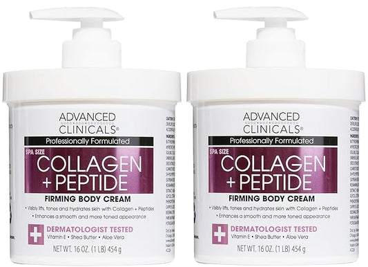 Advanced Clinicals Collagen Peptides Body Lotion & Face Moisturizer | Peptide Infused Collagen Lotion For Women & Men Helps Improve Look Of Crepe Skin, Wrinkles, & Uneven Dry Skin Texture, 2-Pack-FemmiqueWomen