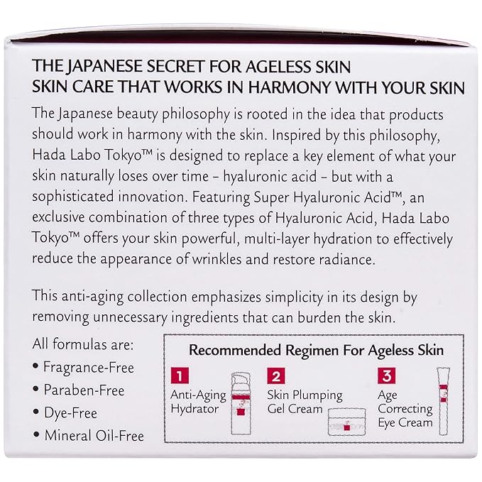Hada Labo Tokyo Plumping Gel Cream, Facial Moisturizer, Clinically Proven to Provide 24-Hour Moisture in One Use, Super HyaluronicAcid, Ceramides, Collagen, No Parabens, Dyes or Fragrance, 1.76 oz-FemmiqueWomen