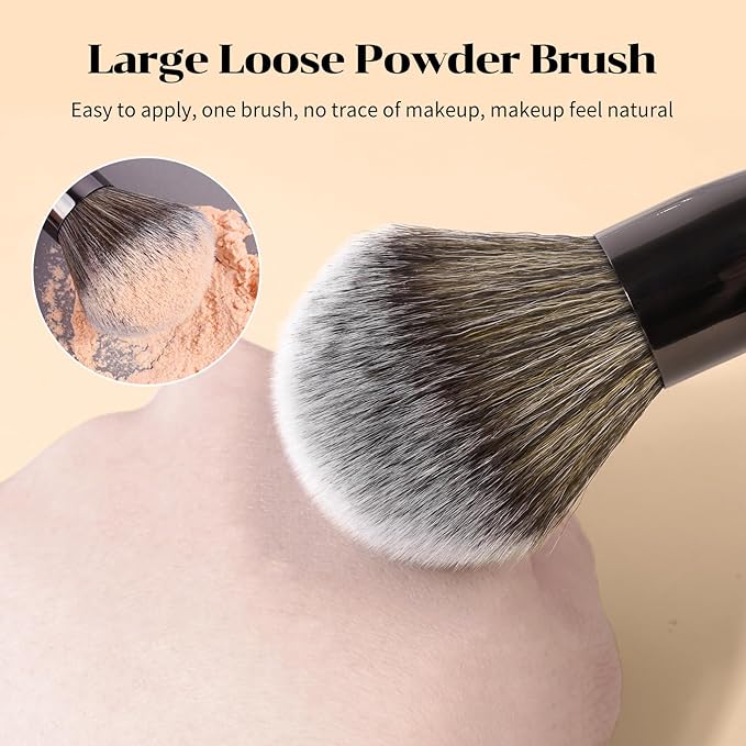 MAANGE 7pcs Makeup Brush Set Double Sided Kabuki Makeup Brushes Contour Brush for Foundation Liquid Powder Concealer Cream Cosmetics Bronzer Blending Blush Buffing Makeup Tools (Black)-FemmiqueWomen