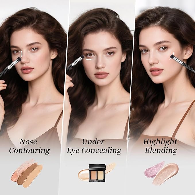 DUcare Concealer Brush Under Eye, Angled Small Nose Contour Brush, Mini Thin Slanted Foundation Dark Circles Puffiness, Puffy Face Eyebrow Eyes, Liquid Cream Blending-FemmiqueWomen
