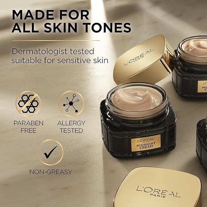 L'Oreal Paris Age Perfect Anti-Aging Midnight Cream, Face Moisturizer to Reduce Wrinkles and Firm Skin, 1.7oz + Serum Sample-FemmiqueWomen