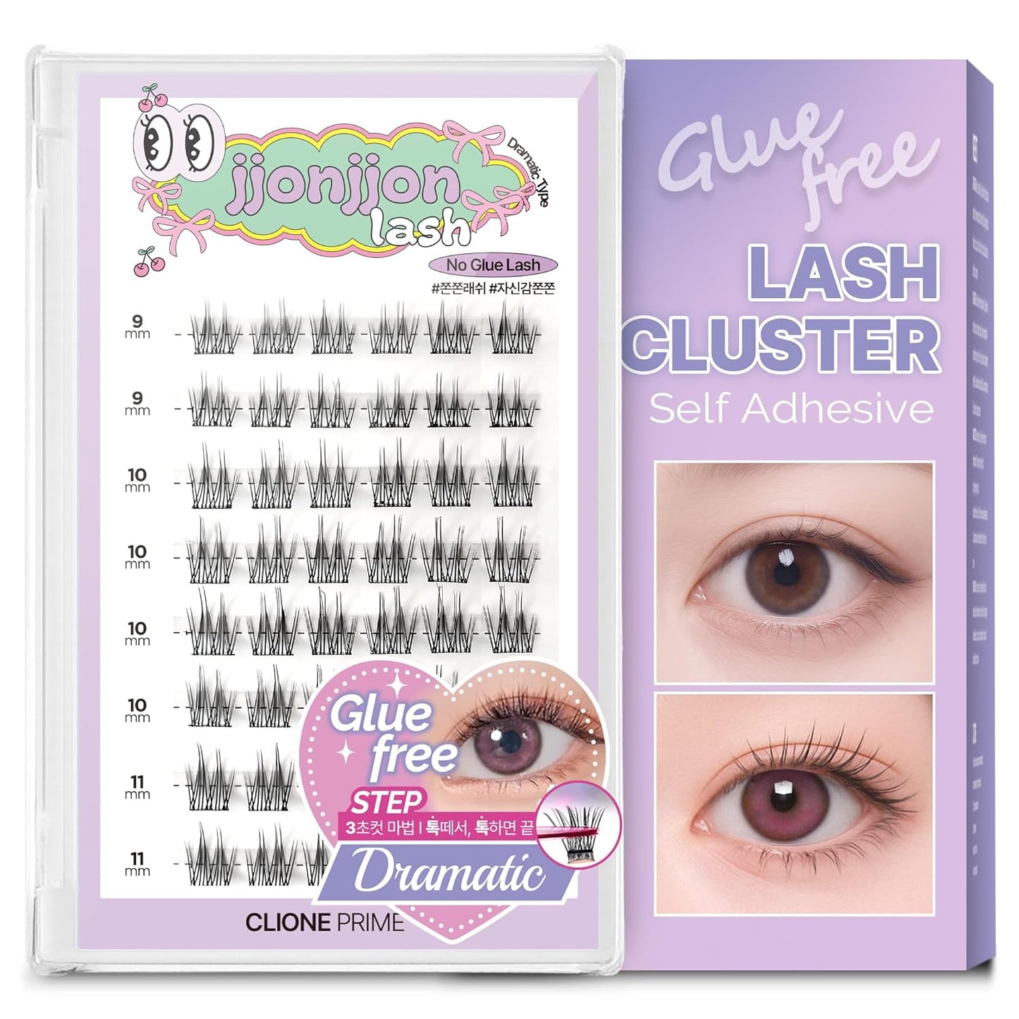 Korean Self Adhesive Lash Clusters Dramatic Look No Glue Press On Pre Bond Lash Clusters Fluffy Self Adhesive False Eyelashes No Glue Needed Reusable Wispy Eyelash Extensions-FemmiqueWomen
