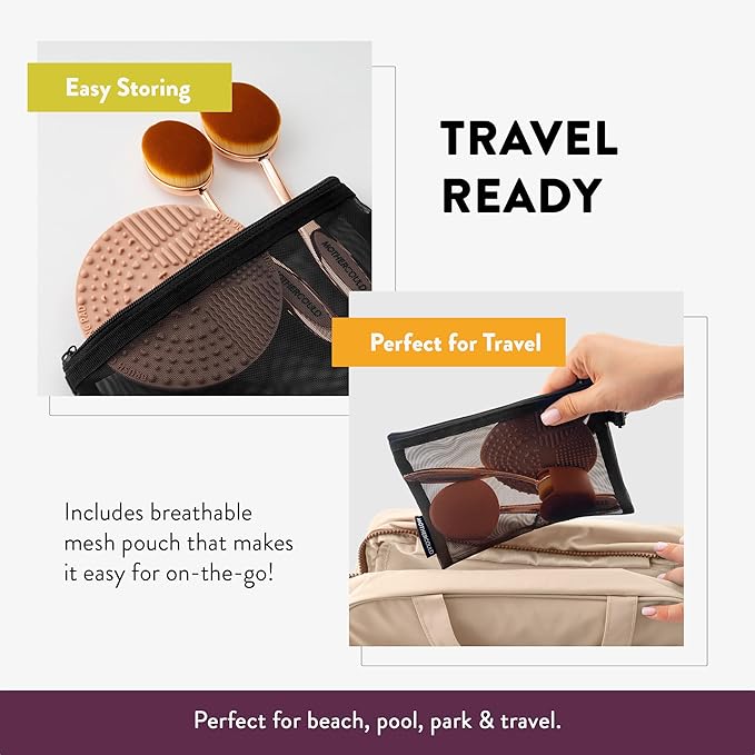 Premium Sunscreen Brush Set – Kids & Baby Sunblock Applicator with Metal Handles, Travel Bag, 2 Brushes, 2 Caps, & Cleaning Mat – Rose Gold – Mess-Free Sun Care (2 Pack) (Rose Gold)-FemmiqueWomen