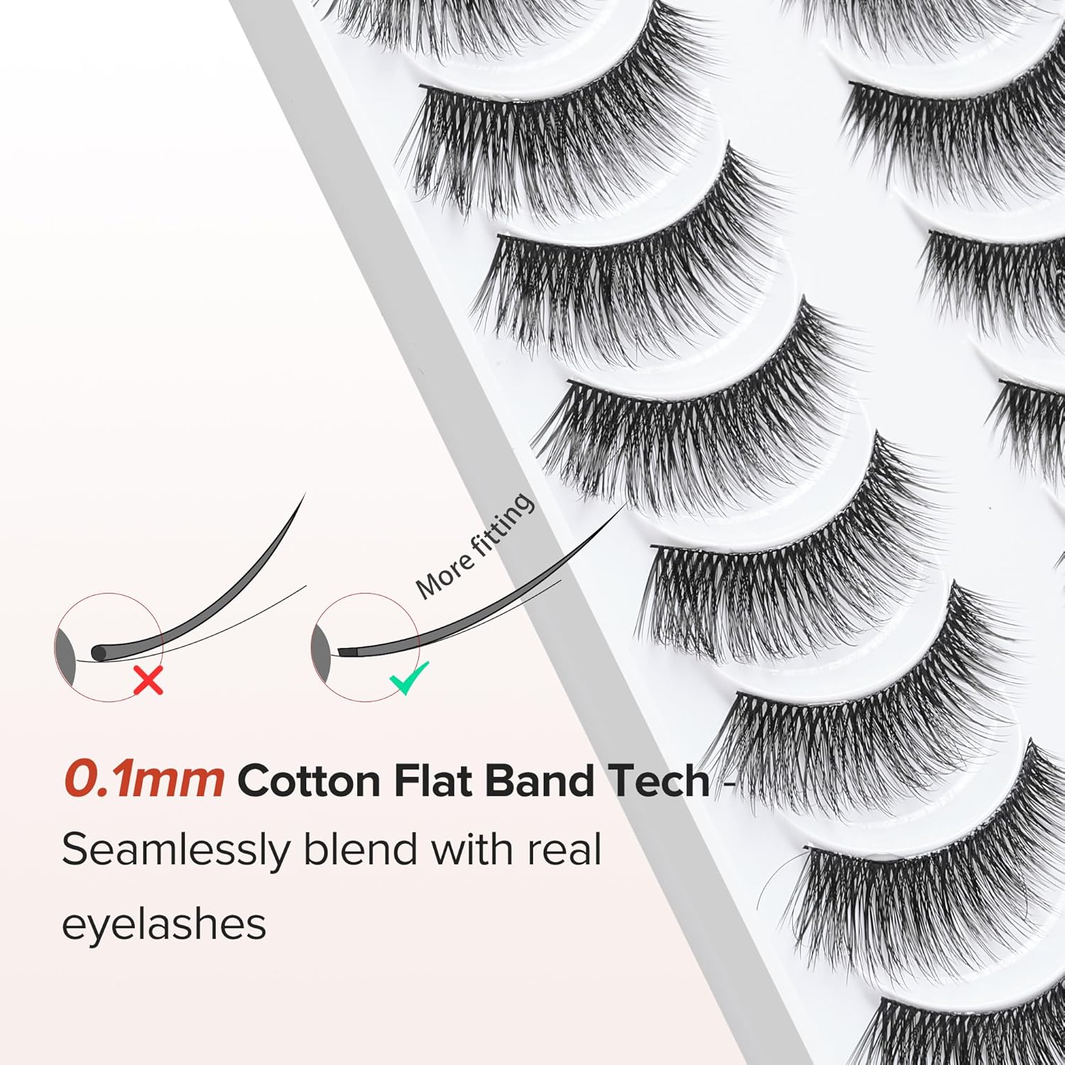 False Eyelashes Cat Eye Lashes Wispy 15mm Strip Eyelashes Thin Band Natural Lashes Fluffy Eyelashes Siligli Lashes Pack Fake Lashes 3D Volume Curly Eyelash 10 Pair-FemmiqueWomen