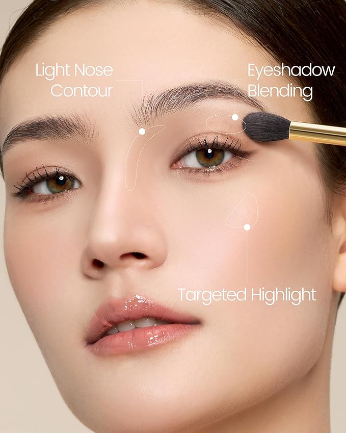 Desert Oak Series Eyeshadow Blending Brush - Dome Goat Hair Bristles for Seamless Crease Work, Premium Bubinga Handle with Gold Brass Ferrule (CM 169)-FemmiqueWomen