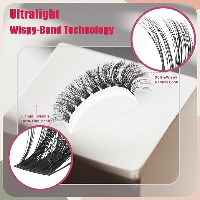 Lash Clusters 600PCS Lashes - Wispy Lash Clusters 10D 20D 30D+40D50D60D Individual Lashes Clusters D Curl Lash Extension 8-16MM Eyelash Clusters DIY Cluster Eyelash Extensions for Beginners Eyelashes-FemmiqueWomen