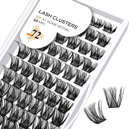 Lash Clusters B05 D Curl 8-16mm DIY Eyelash Extensions 72 Clusters Lashes B&Qaugen Fluffy Individual Lashes Cluster DIY at Home (B05,8-16MIX)-FemmiqueWomen