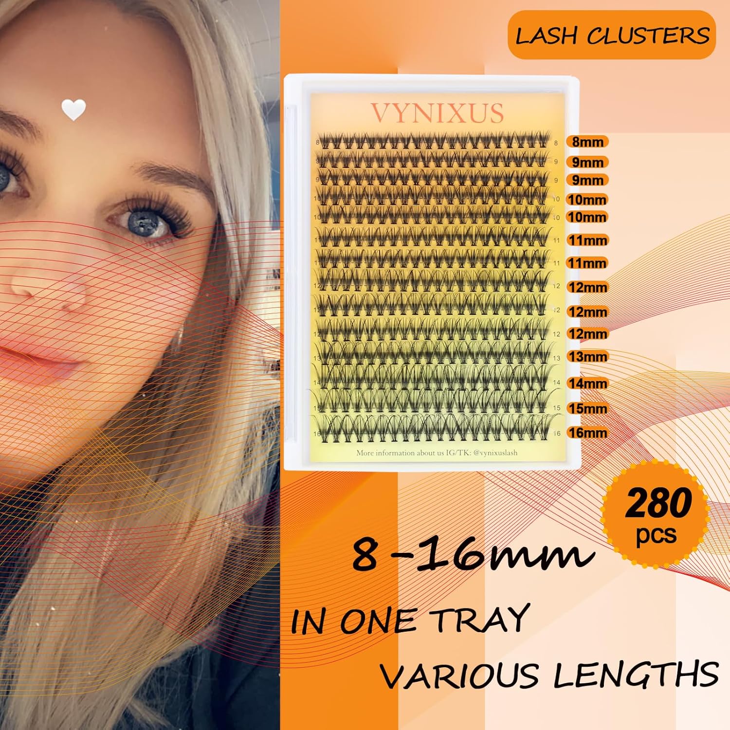 Eyelash Clusters VYNIXUS Lash Clusters Wispy Individual Lashes Cluster Eyelash Extensions D Curl DIY at Home Natural Cluster Lashes (20D-0.07D-Mix8-16)-FemmiqueWomen