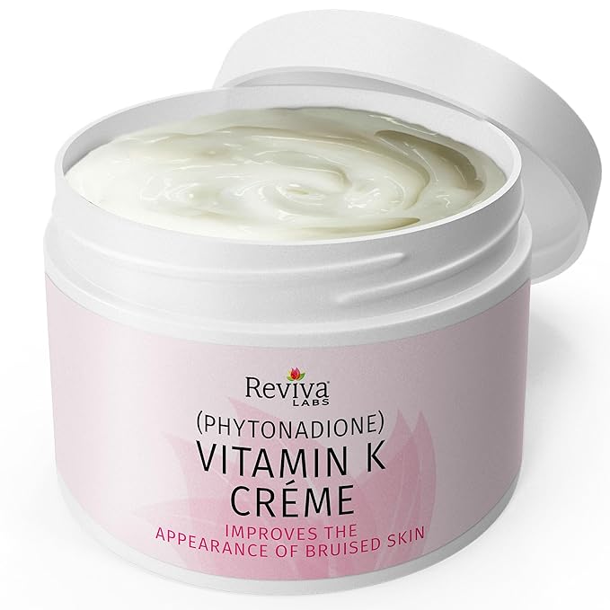 Reviva Labs Vitamin K Crème for Bruising, Under-Eye Dark Circles, and Wrinkles with Soybean Oil and Natural Fruit Extracts - 2 Oz, for Skin and Face-FemmiqueWomen