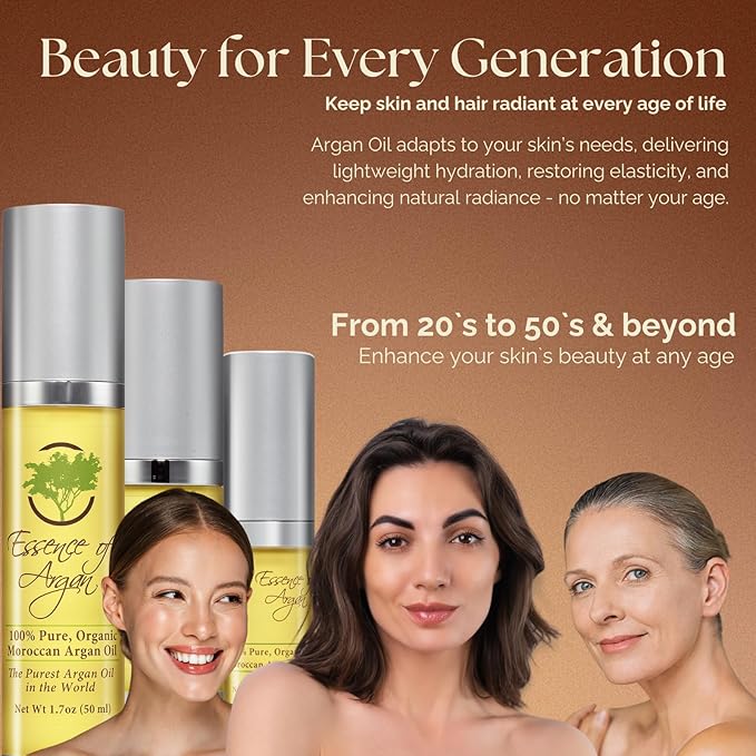 Essence Of Argan 100% Pure Moroccan Organic Argan Oil - Natural EcoCert Oil that Nourishes, Conditions and Moisturizes Your Skin, Hair and Nails (30ml/1oz)-FemmiqueWomen