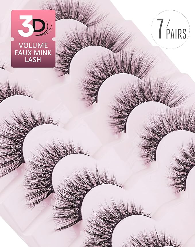 Onlyall Cat Eye Lashes Mink Lashes Fluffy Eyelashes Cat Eye False Lashes Fox Eye Lashes 7 Pairs F02-FemmiqueWomen