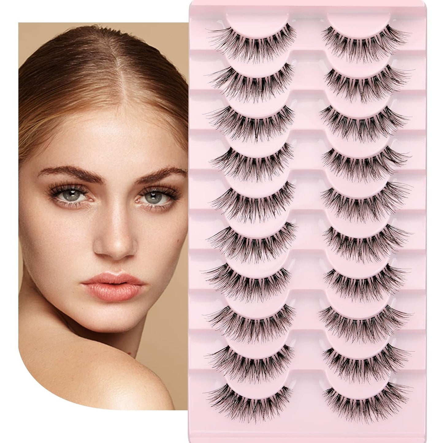 JIMIRE False Eyelashes Cat-Eye Lashes Natural Look Demi-Wispies Faux Mink Lashes Classic Crossed Fake Eyelashes Natural Look (120)-FemmiqueWomen