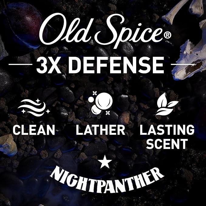 Old Spice Body Wash for Men, 3X Defense, 24/7 Shower Fresh with Long Lasting Lather, NightPanther Scent, 33.4 fl oz (Pack of 4)-FemmiqueWomen