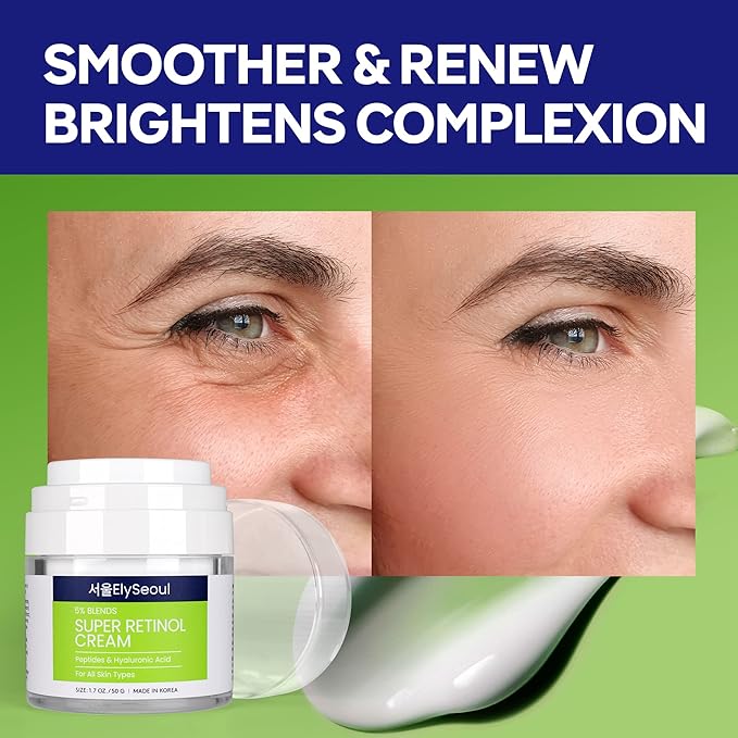 Retinol Cream for Face Korean Skincare: Anti-Aging Collagen Peptides & Hyaluronic Acid Face Cream for Women, 1.7 oz.-FemmiqueWomen