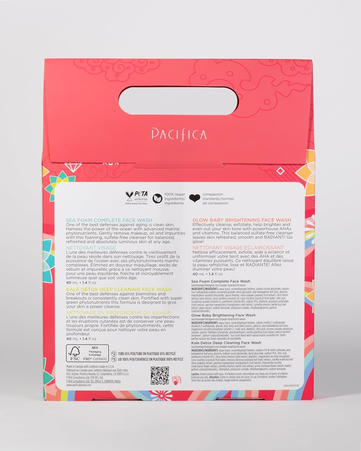 Pacifica Face Wash Set - Preppy Skincare Gift Set Value Kit for Holidays | Brightens, Tones and Deep Cleans |Glow Baby, Kale Detox and Sea Foam | 3 Pack-FemmiqueWomen