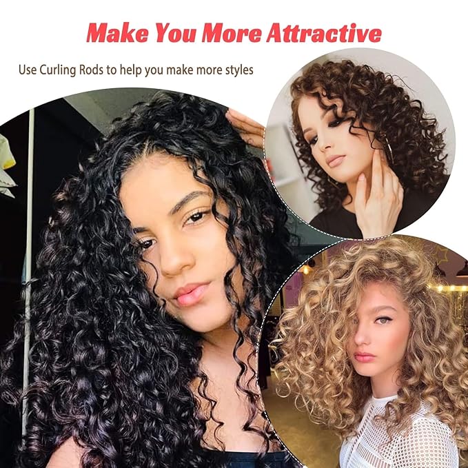 30PCS 9.45" Heatless Flexible Curling Rod, Skinny Small Flexi Rod Soft Twist Foam Hair Rollers for Tight Curl Women Girl Home Use Long and Short Hair (0.31 x 9.45 Inch, Pink#)-FemmiqueWomen