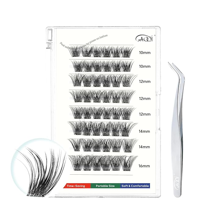 GAQQI Self Adhesive Lash Clusters, No Glue Eyelash Clusters 10-16mm Full & Volume Self Adhesive False Eyelashes, No Band Glueless Lashes-FemmiqueWomen