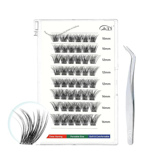 GAQQI Self Adhesive Lash Clusters, No Glue Eyelash Clusters 10-16mm Full & Volume Self Adhesive False Eyelashes, No Band Glueless Lashes-FemmiqueWomen