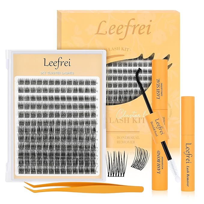 Eyelash Clusters 10-18mm Wispy Lash Clusters D Curl DIY Cluster Lash Extension Kit Individual Lashes Kit With Bond & Seal, Glue Remover, Tweezers(LF05 Lashes Set)-FemmiqueWomen