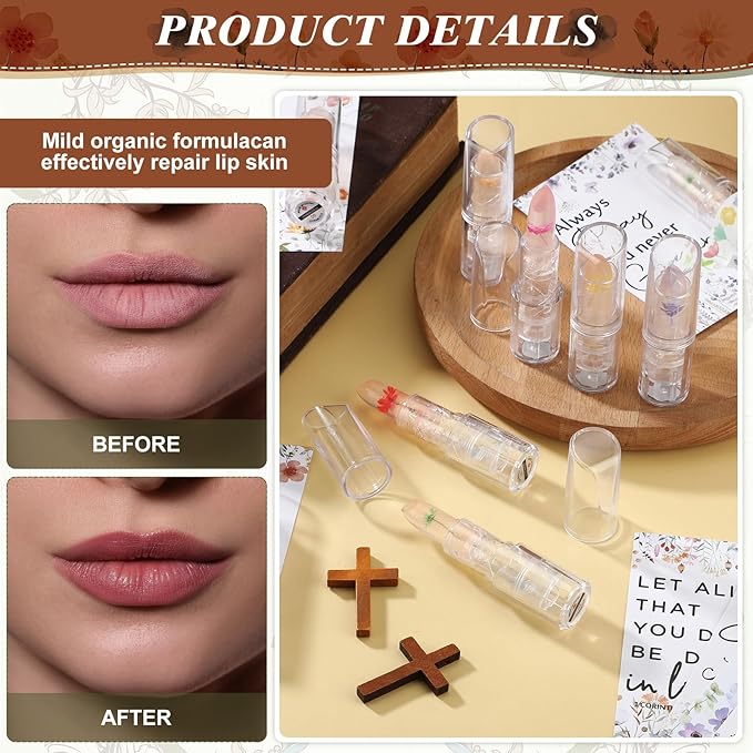 12 Sets Christian Lip Balms with Inspirational Bible Verse Card Bulk Gifts for Women Flower Sign Taste Lip Balm with Tag for Employee Coworker Teacher Family Church Wedding Favor-FemmiqueWomen