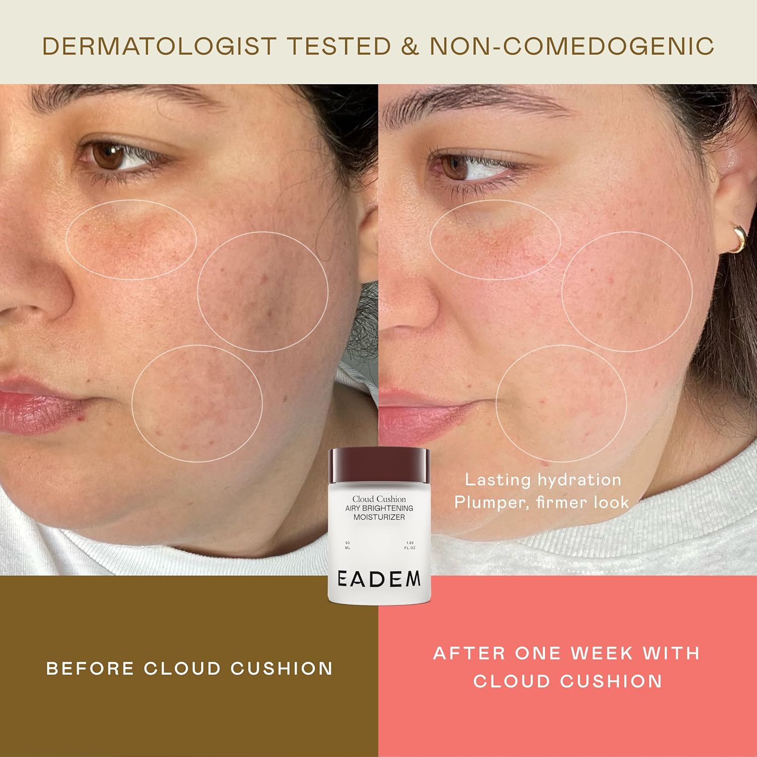 EADEM Cloud Cushion, Face Moisturizer Cream, Skin Care Ultra Repair Cream, Skin Barrier Repair, Hydrating Skincare Cleanser & Moisturizer with Peptides & Ceramides, Face Cleanser, 1.69 oz-FemmiqueWomen