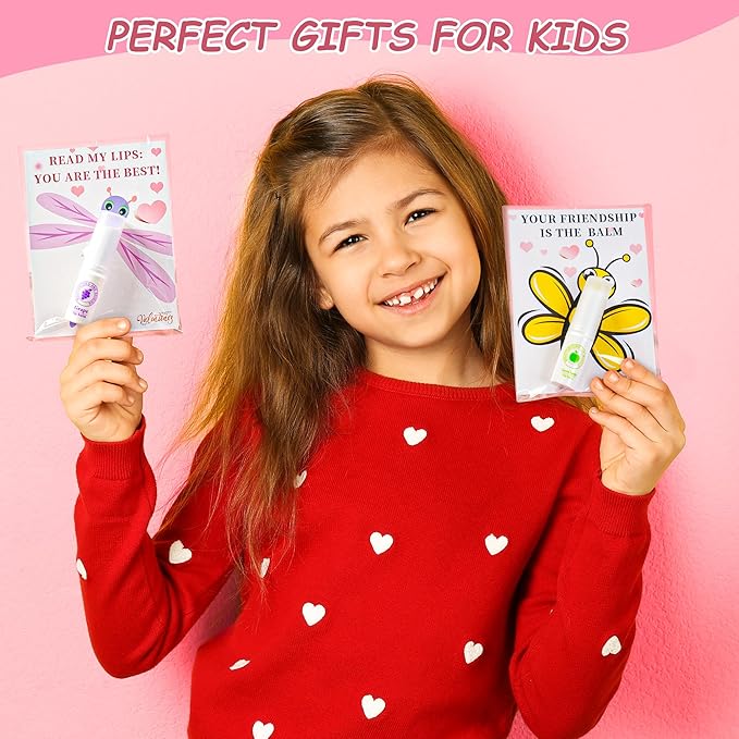 24 Pack Valentines Day Gifts for Kids lip balm bulk,chapstick bulk,party favors for kids boys girls,Natural Moisturizing Lip Balm for dry cracked lips,goody bag filler,Wedding Gifts-FemmiqueWomen